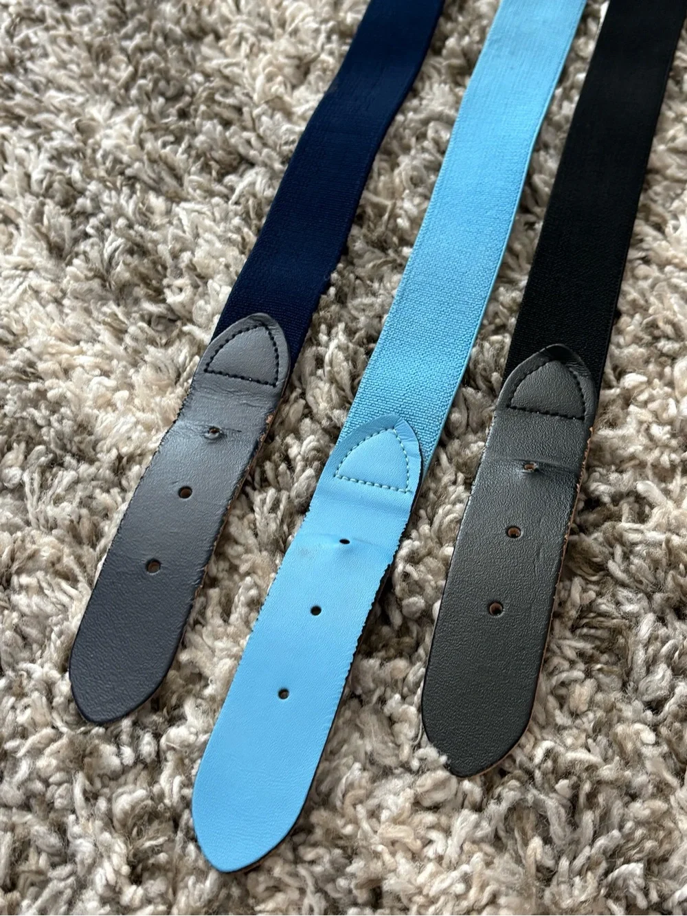 Wilson Men’s Elastic Web Belt — Black, Navy & Light Blue (you get ALL three!)